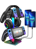 VCOM RGB Gaming Headset Stand with 2 USB & Type-C Ports – Black
