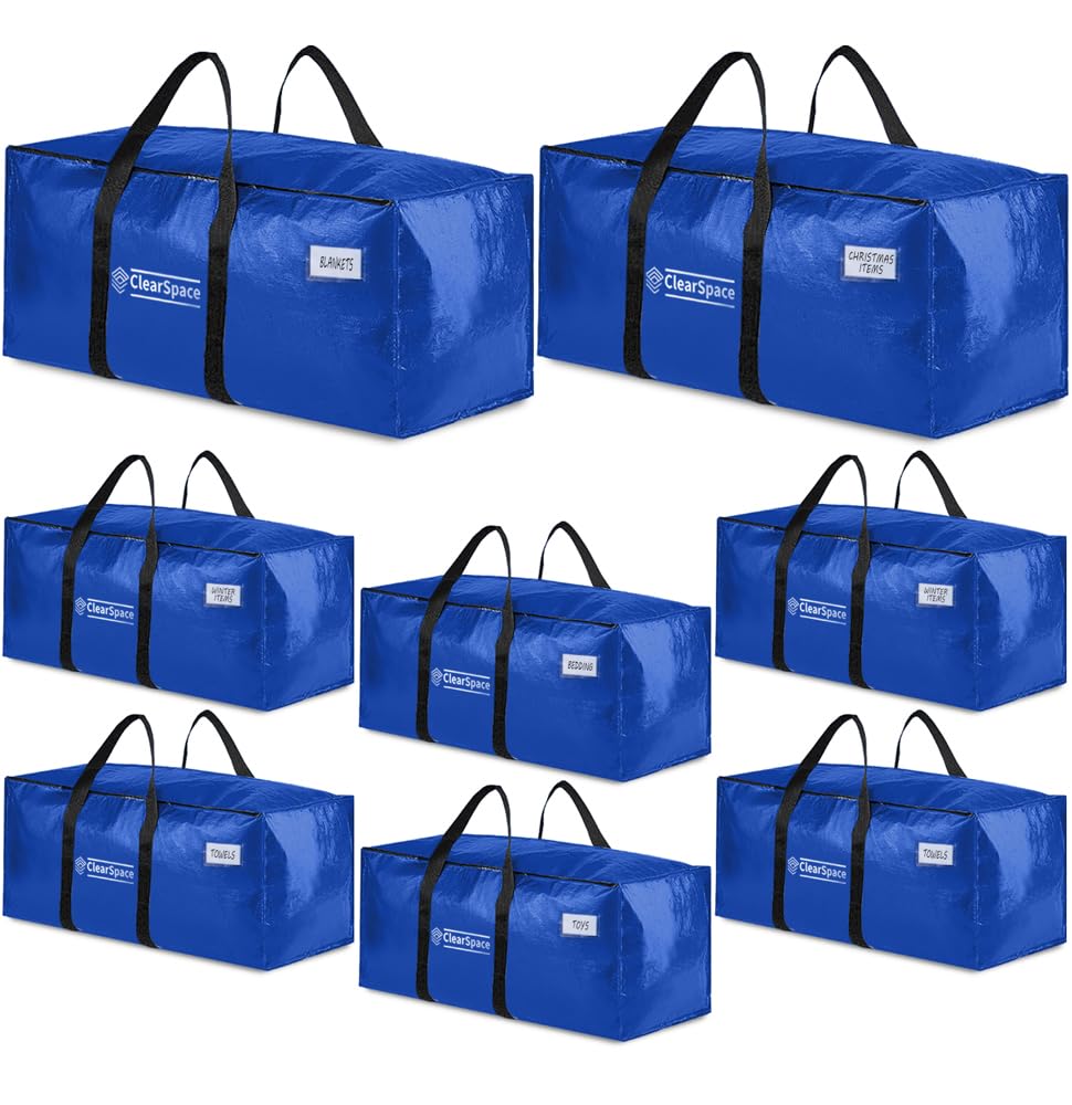 ClearSpace Heavy Duty Moving Bags with Backpack Straps, 86L - 8 Pack