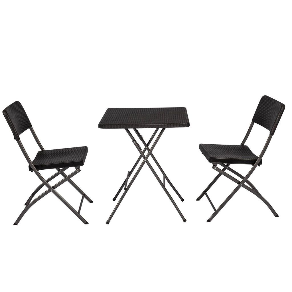 Home Source 3-Piece Folding Bistro Set | Black Steel & HDPE Patio Set