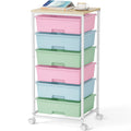 6-Drawer Craft Organizer Trolley Cart with Wooden Top - image 1