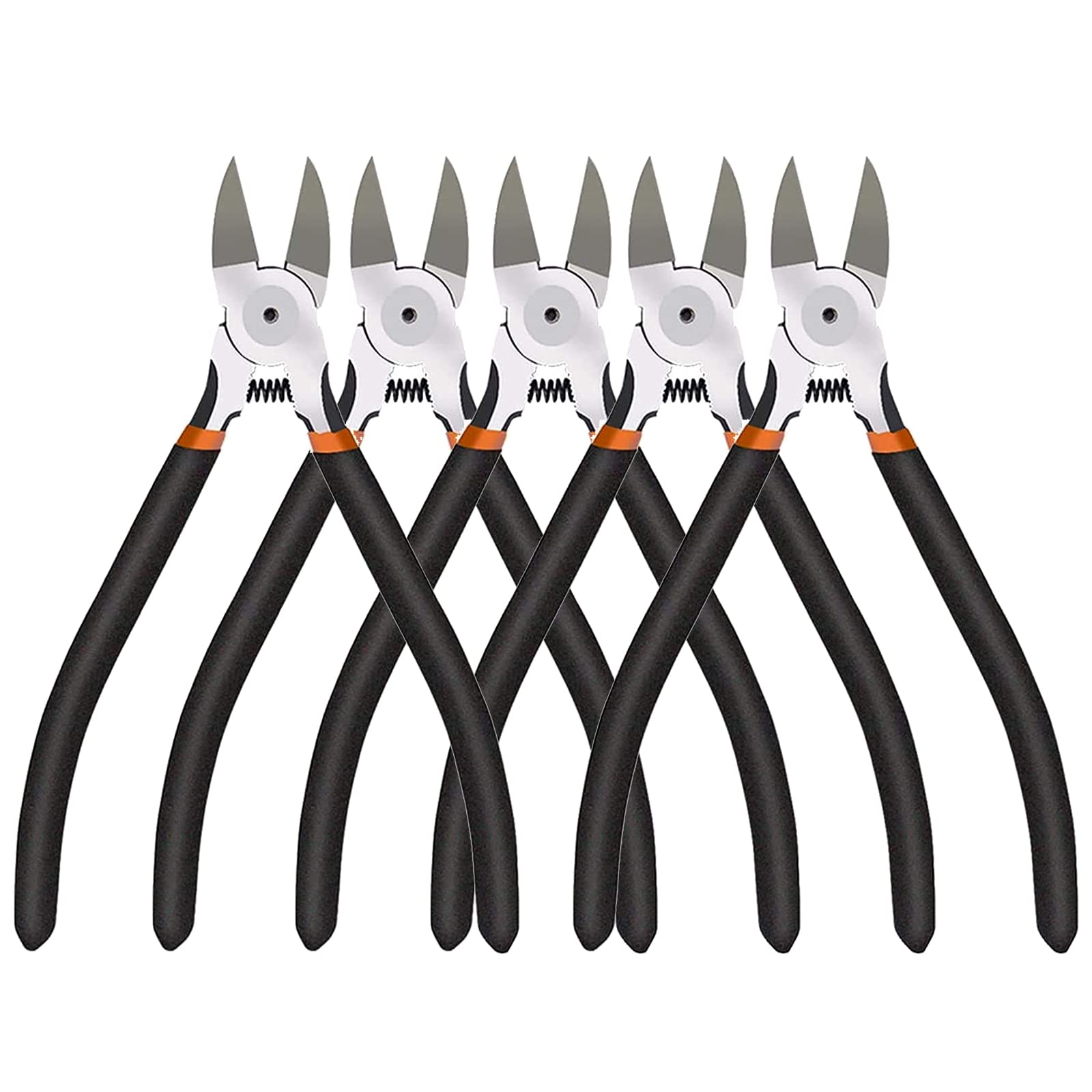 BOENFU 6-Inch Precision Flush Cutters | 5-Pack Sharp Side Wire Cutters