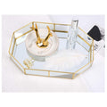 Jolof Store Gold Mirrored Glass Vanity Tray – Polygon Jewelry Organizer