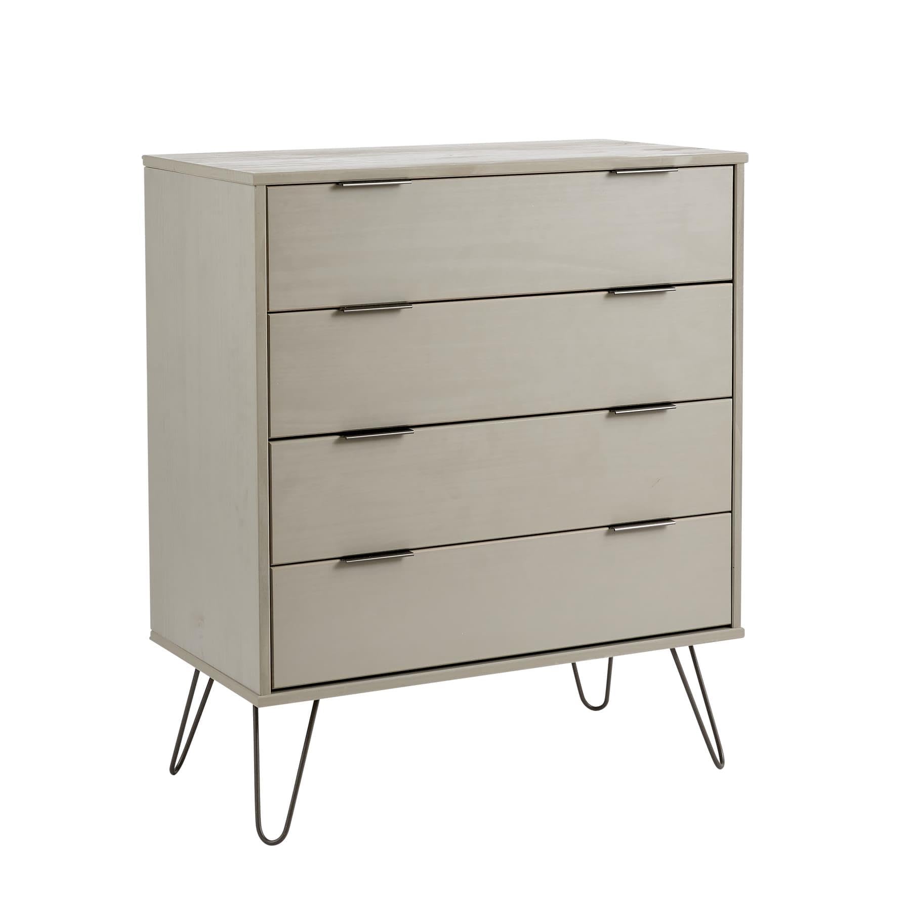 Jolof Store Acadia 4 Drawer Chest - Industrial Grey Pine Storage Unit