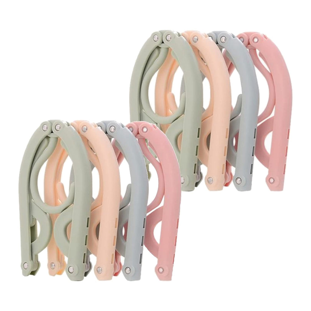8pcs Folding Clothes Hangers, LOMYLM 4 Colors Travel Hangers Foldable