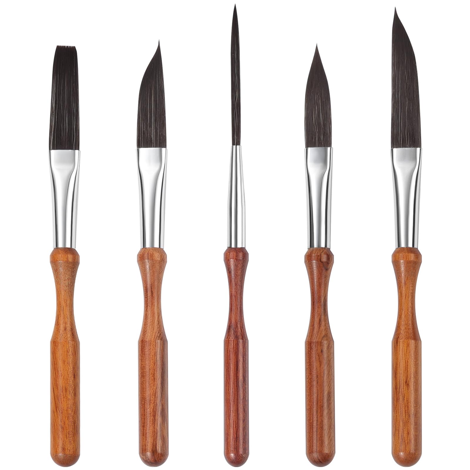 Jolof Store Synthetic Squirrel Hair Brush Set – 5PC Watercolor & Acrylic