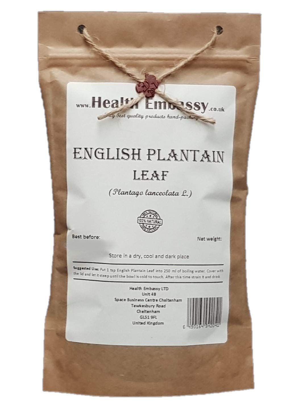 Health Embassy English Plantain Leaf - Dried Plantago lanceolata L - 100g