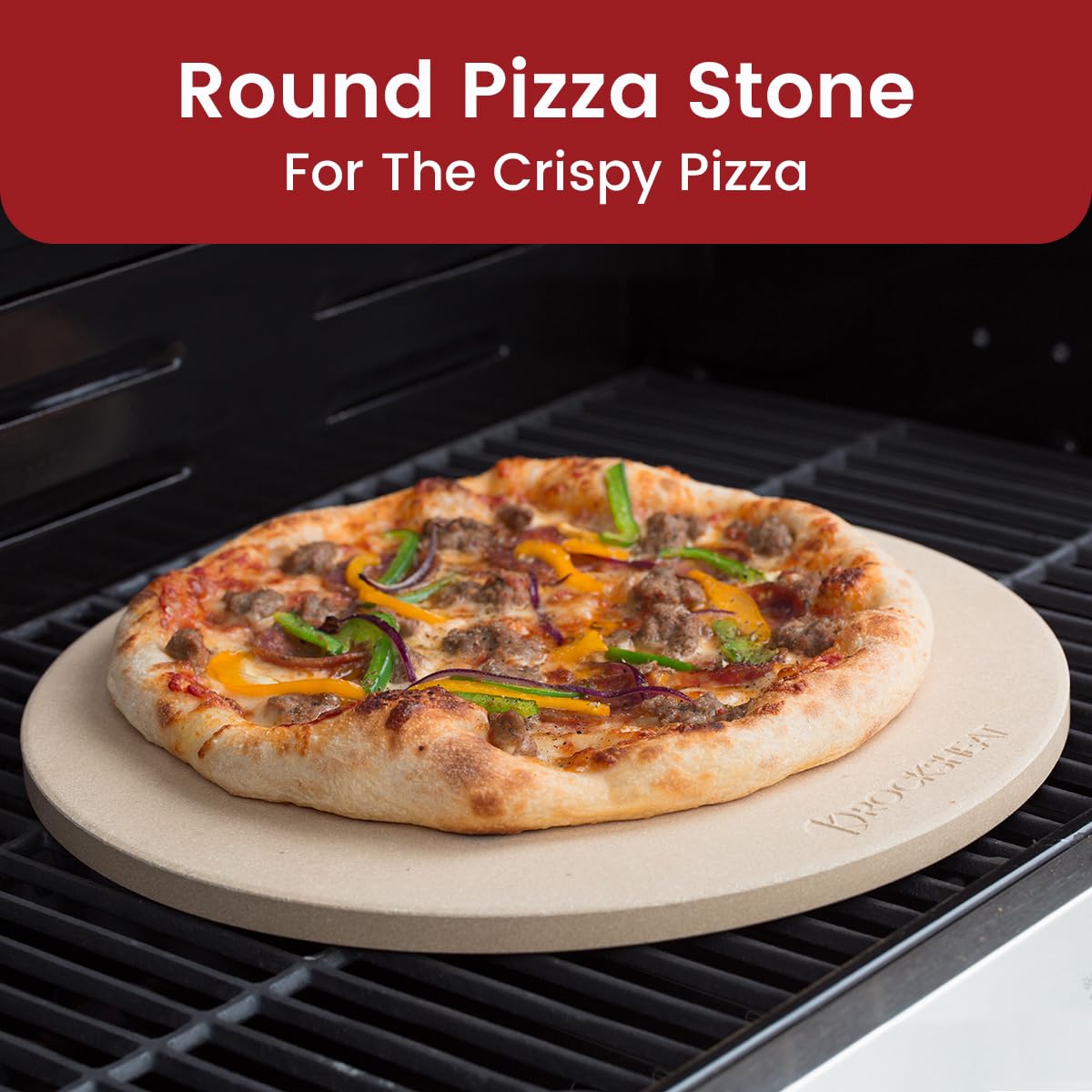 ROCKSHEAT 14.2" Round Cordierite Pizza Stone for Oven, Grill and BBQ