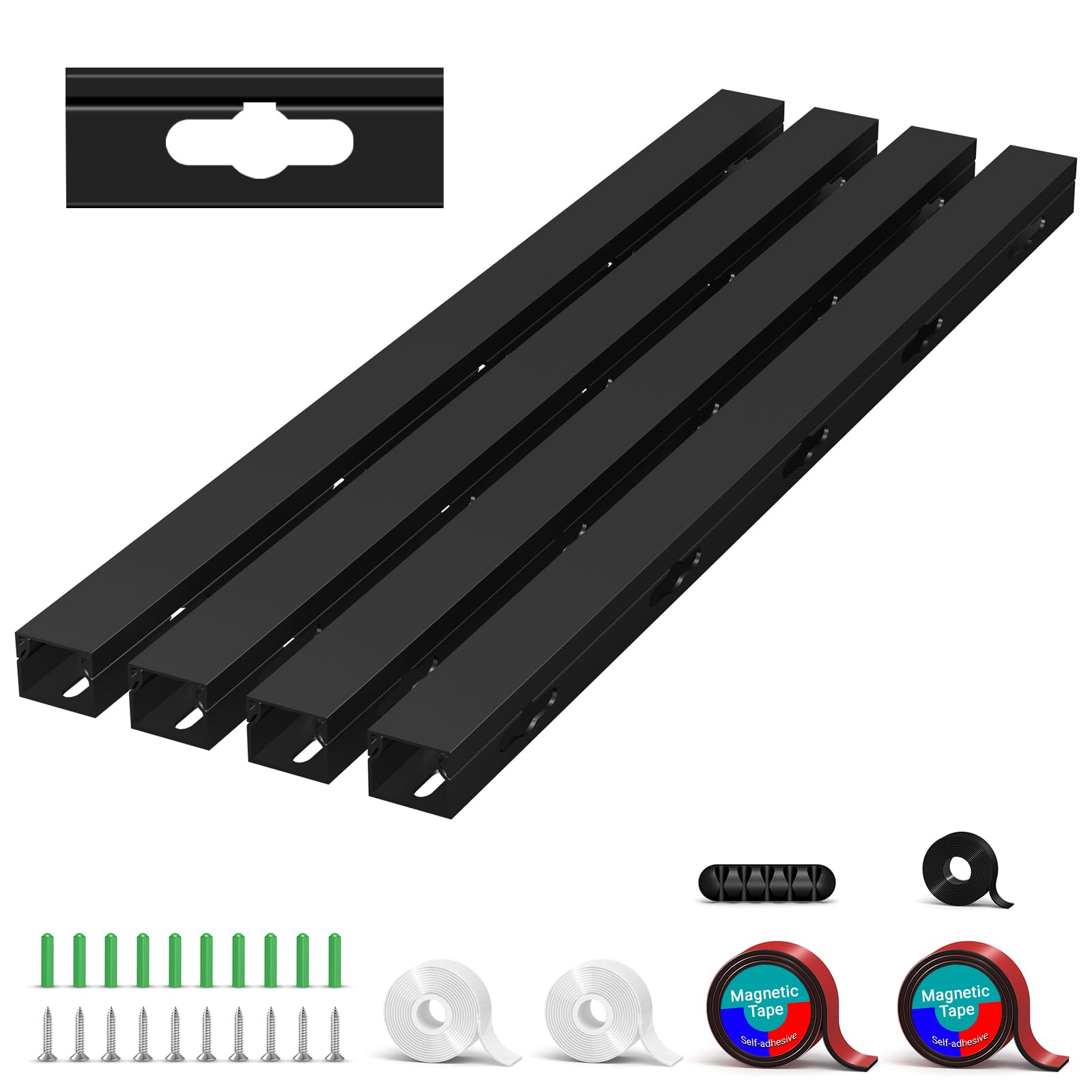 Magnetic Cable Trunking – Under Desk Cord Raceway Kit, Black