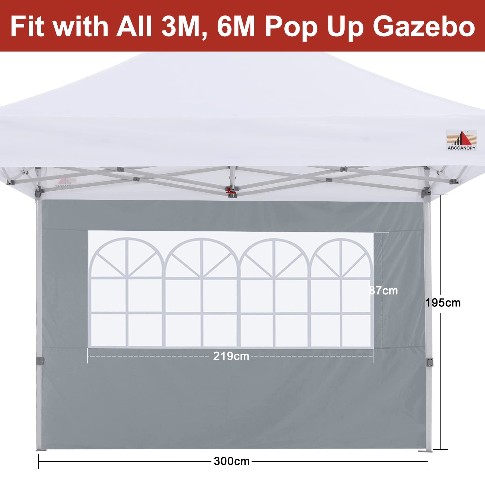 ABCCANOPY 2-Pack 3M Gazebo Sidewalls | Waterproof Window Panels, Grey