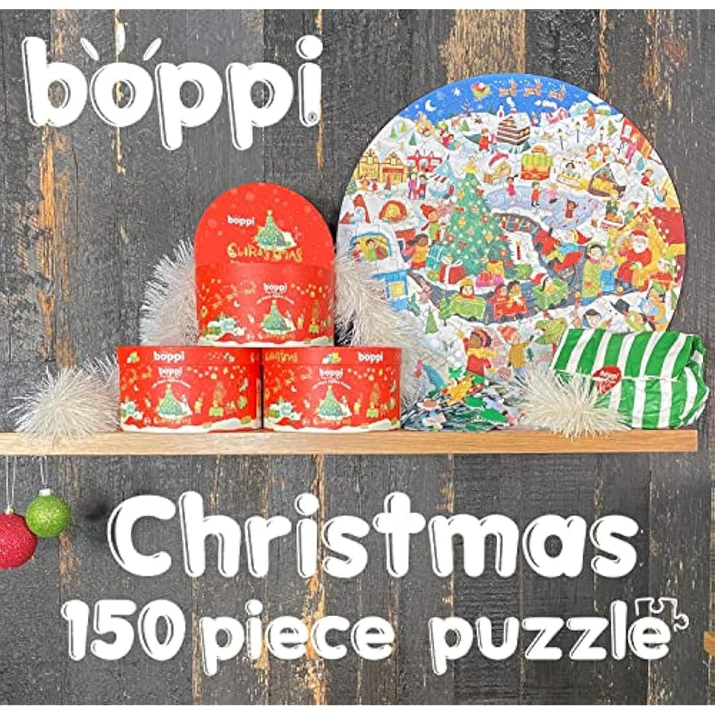 Boppi 150 Piece Round Christmas Jigsaw Puzzle for Kids - Recycled Card
