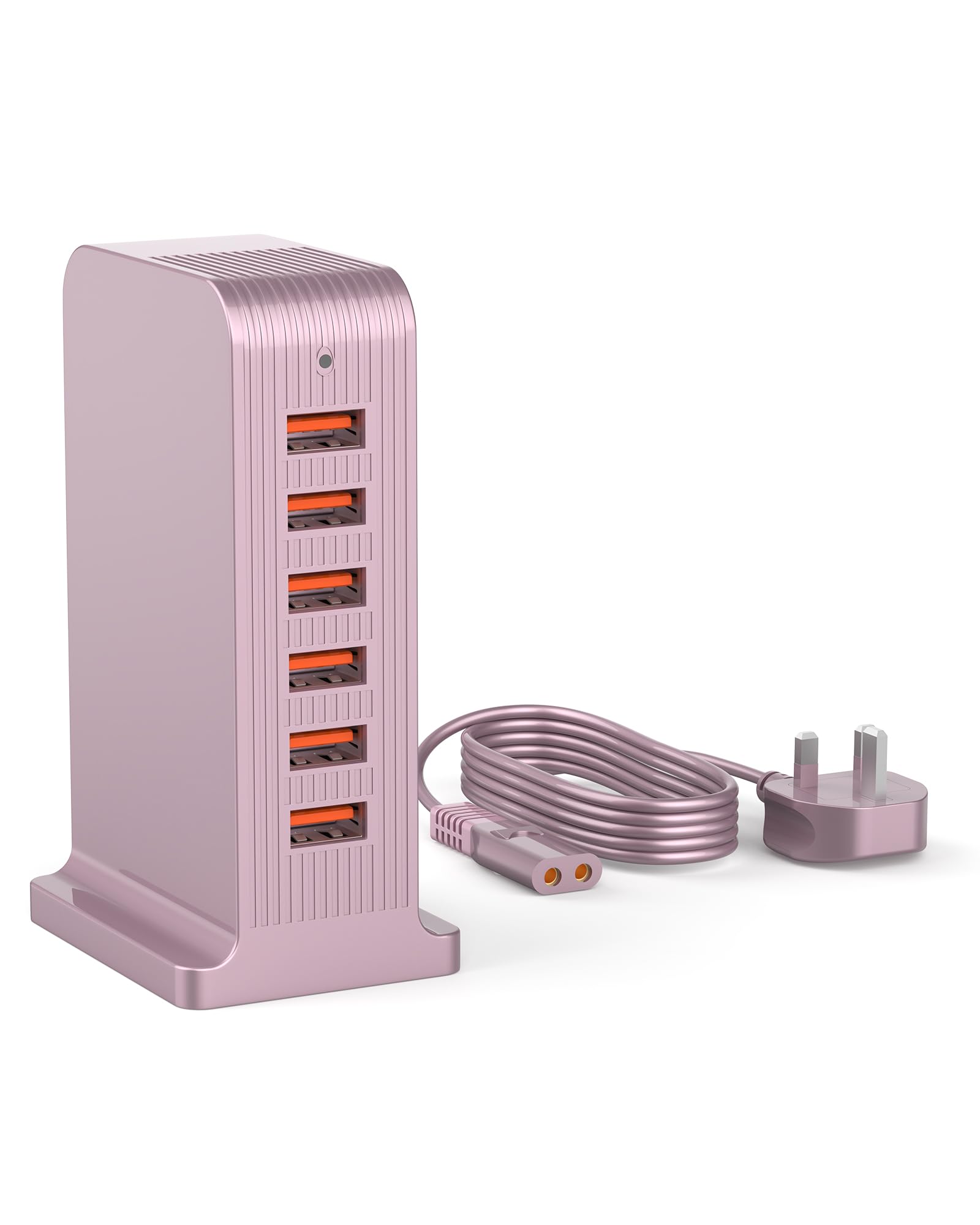 Qurzou 50W USB Charging Station – 6-Port Desktop Tower, Rose Gold