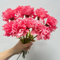 10-Stem Artificial Silk Carnations - 11" UV Resistant Red