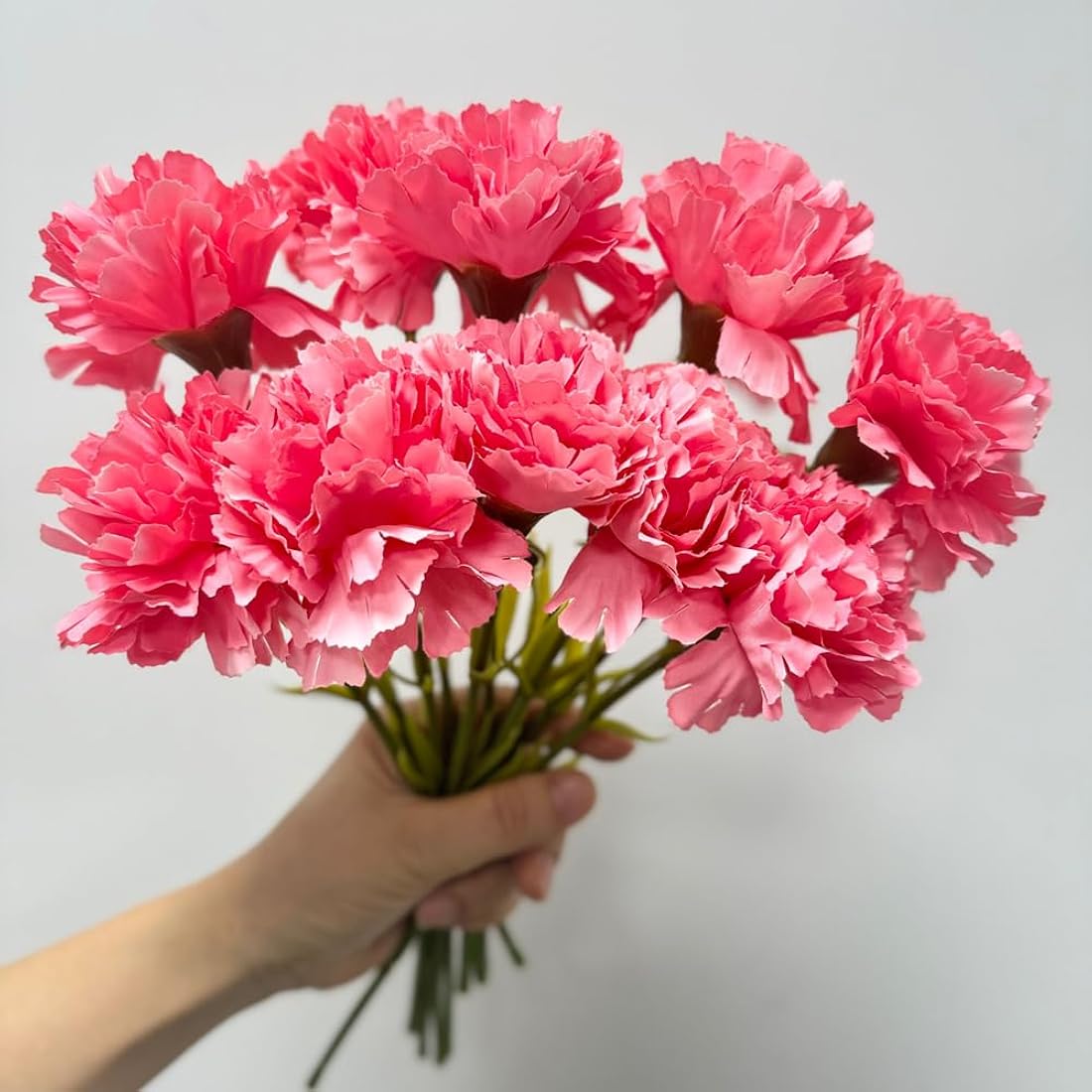 10-Stem Artificial Silk Carnations - 11" UV Resistant Red