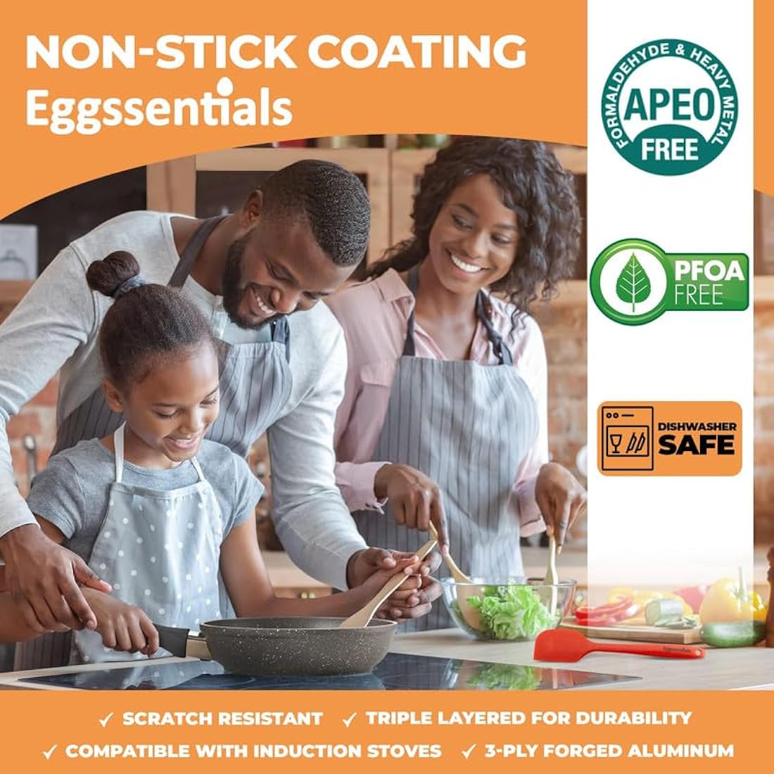 2-in-1 Egg Poacher & Nonstick Granite Fry Pan with Lid