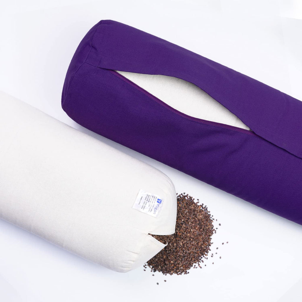 Yogan Yoga Bolster & Strap Set | Organic Cotton Buckwheat Cushion