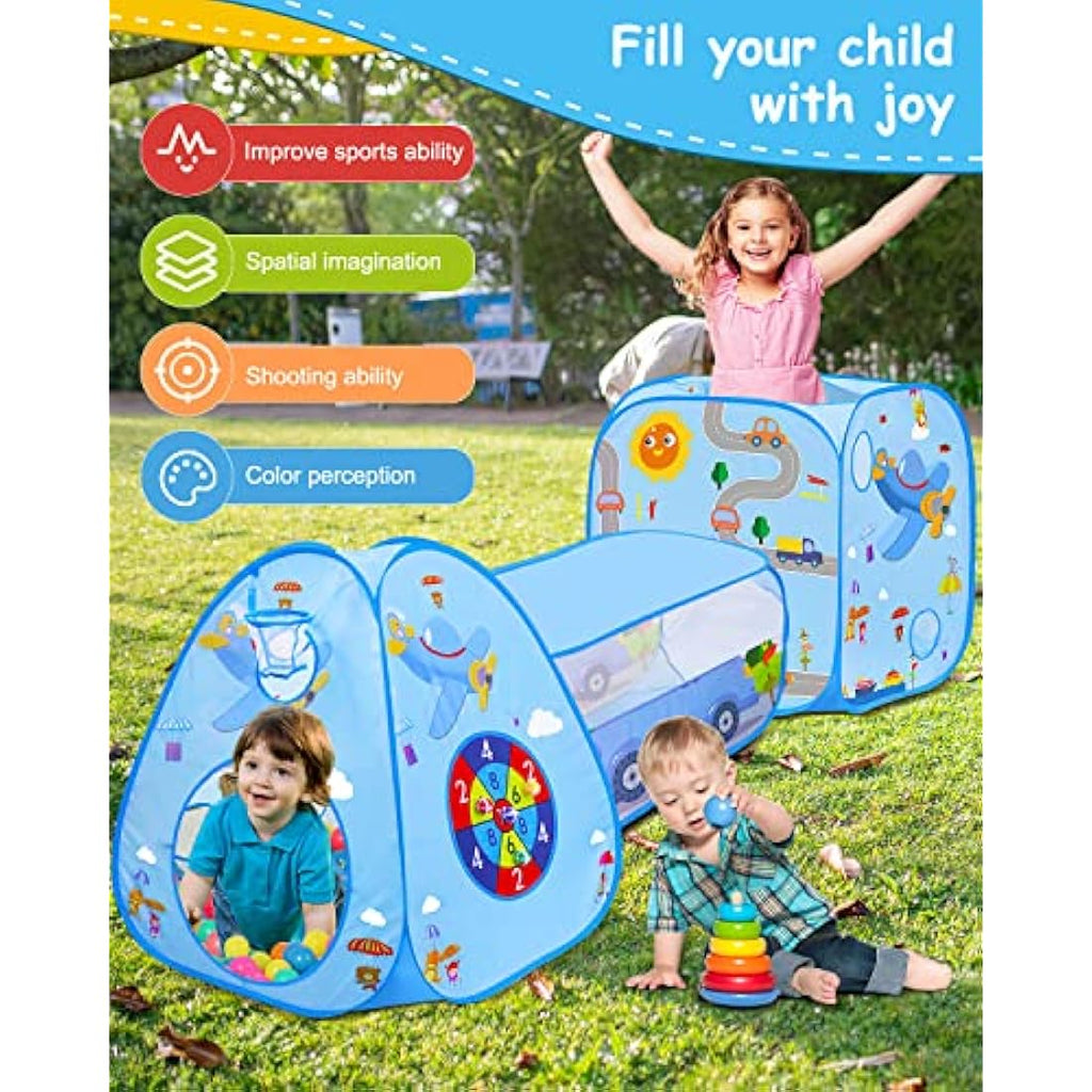 MAIKEHIGH 3-in-1 Kids Play Tent and Tunnel | Pop Up Ball Pit Playhouse