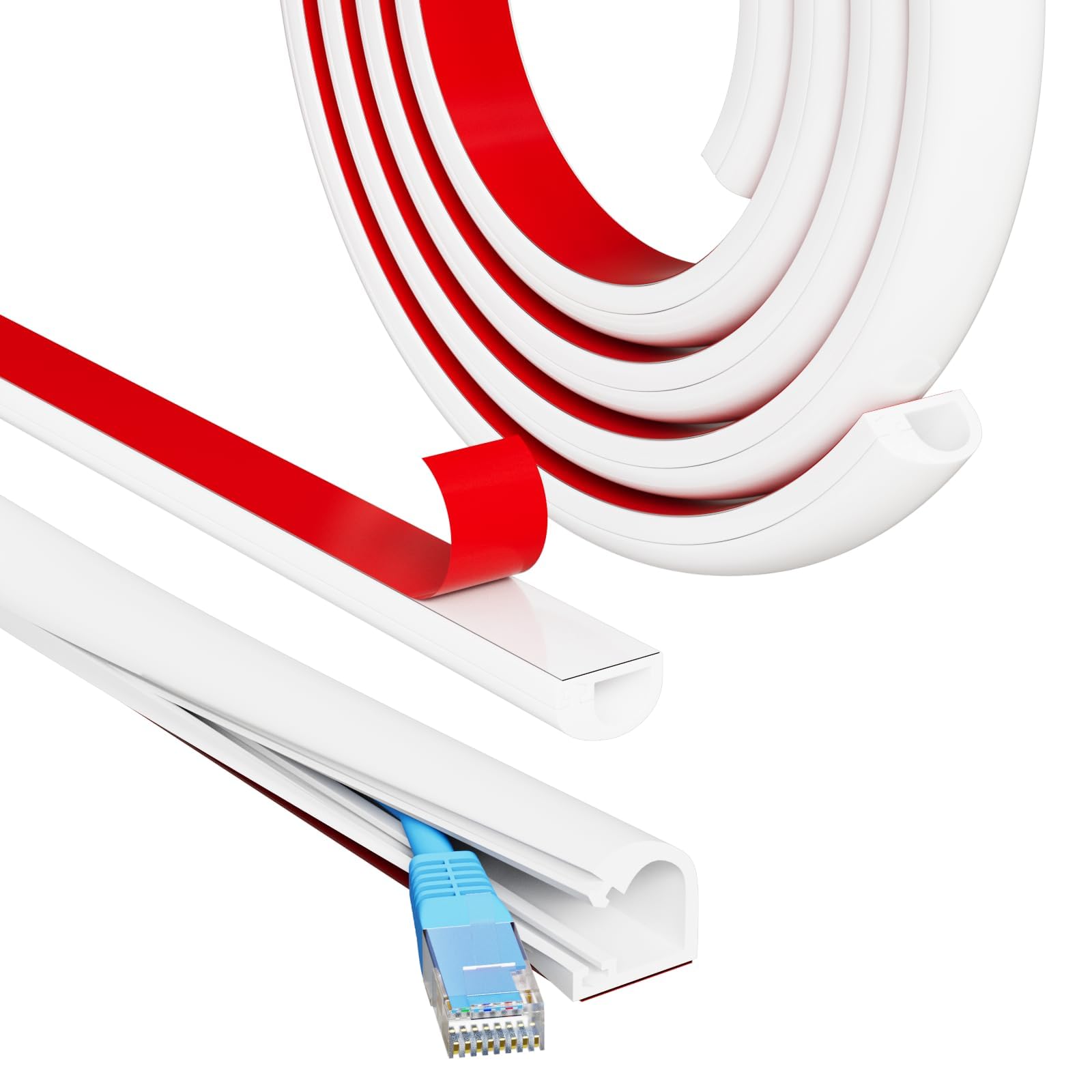 Jolof Store 2M White Self-Adhesive Cable Trunking | Mini Cord Hider