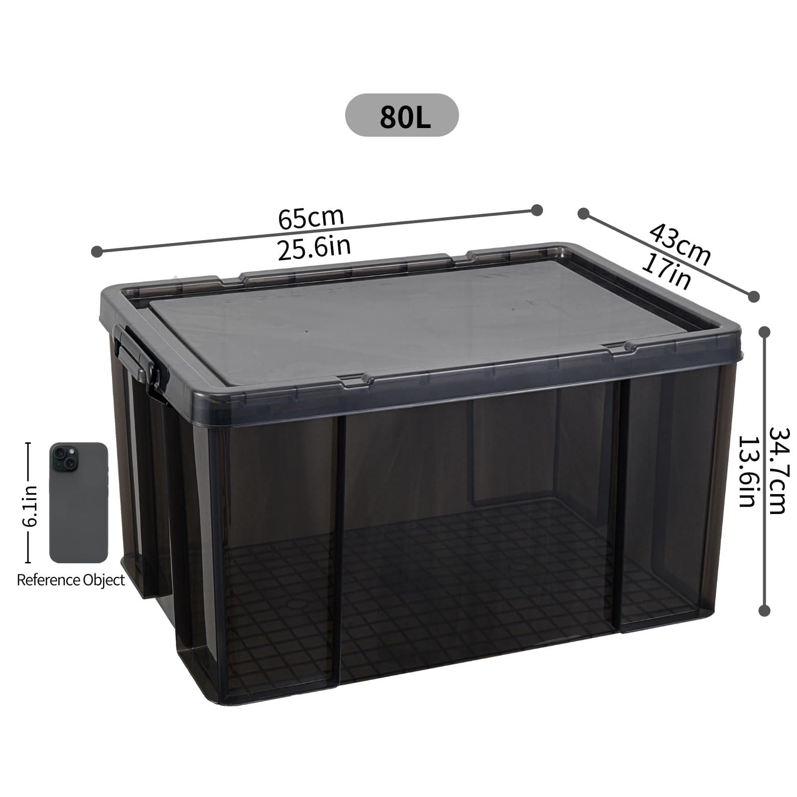 Cetomo 80L Stackable Storage Boxes | Heavy-Duty Plastic Bins with Lids, 3-Pack