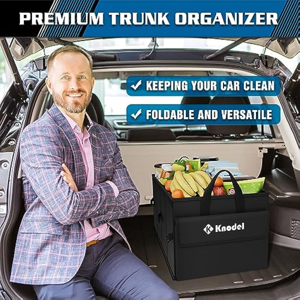 Knodel Car Boot Organiser | Foldable 600D Oxford Storage Box - Black