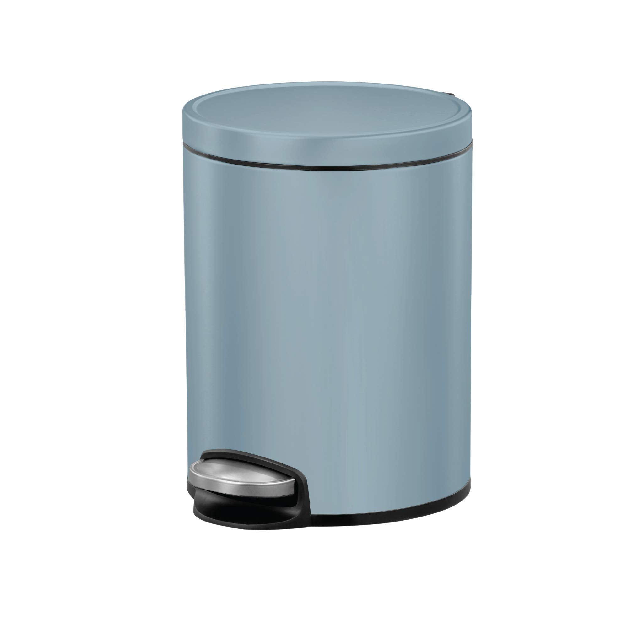 EKO Eva 5L Pedal Bathroom Bin | Soft Close Lid - Titanium Blue