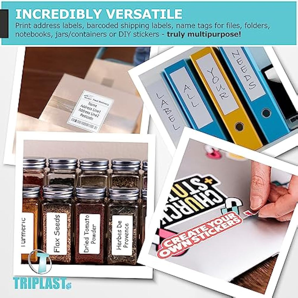 Triplast A4 Address Labels - 18 Per Sheet (900 Total) - White Easy Peel