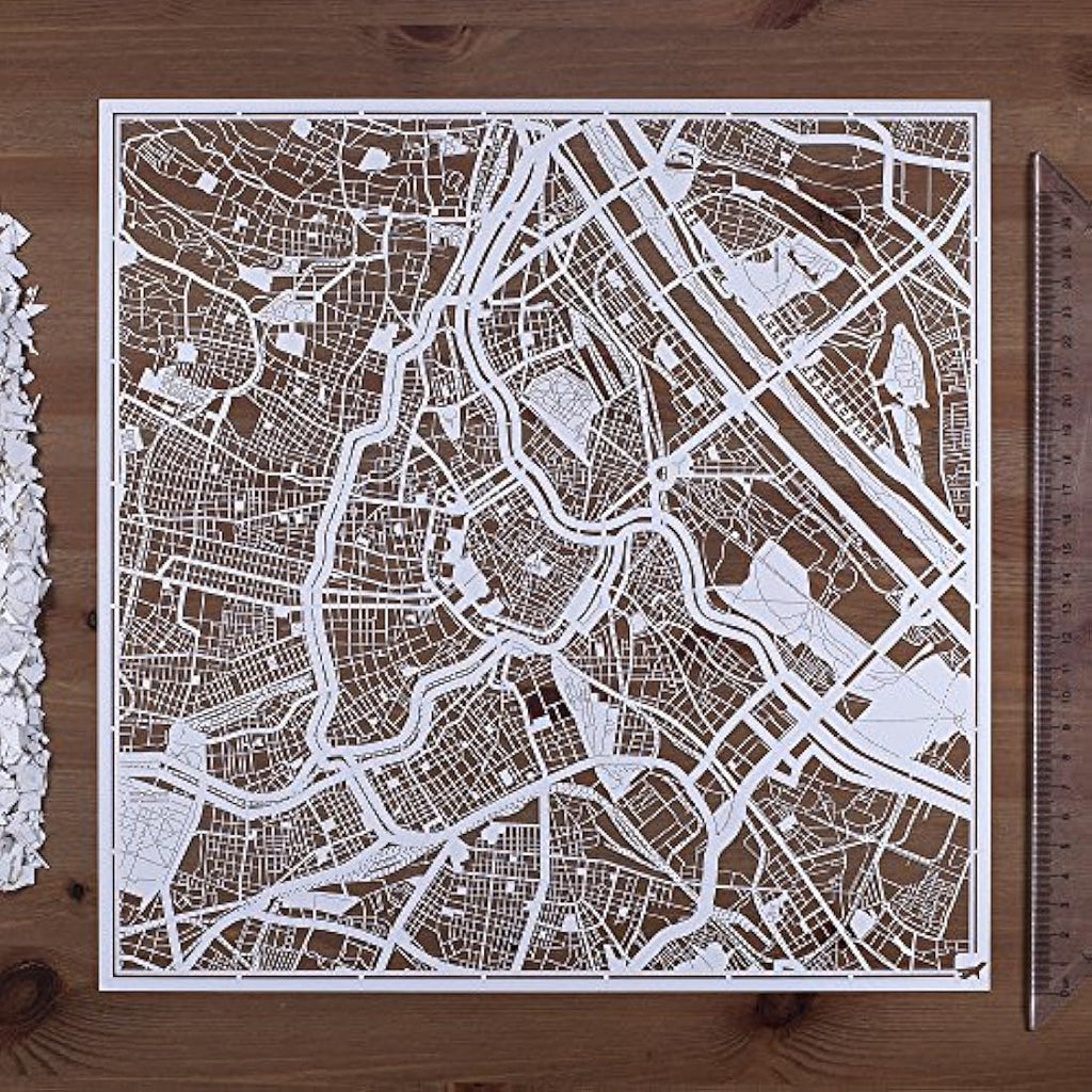 Vienna Paper Cut Map Wall Decor | O3 Design Studio White Paper Art