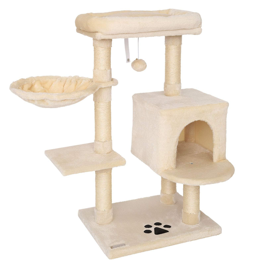 lionto Cat Scratching Post with Sisal, Cave & Plush Ball – 93 cm