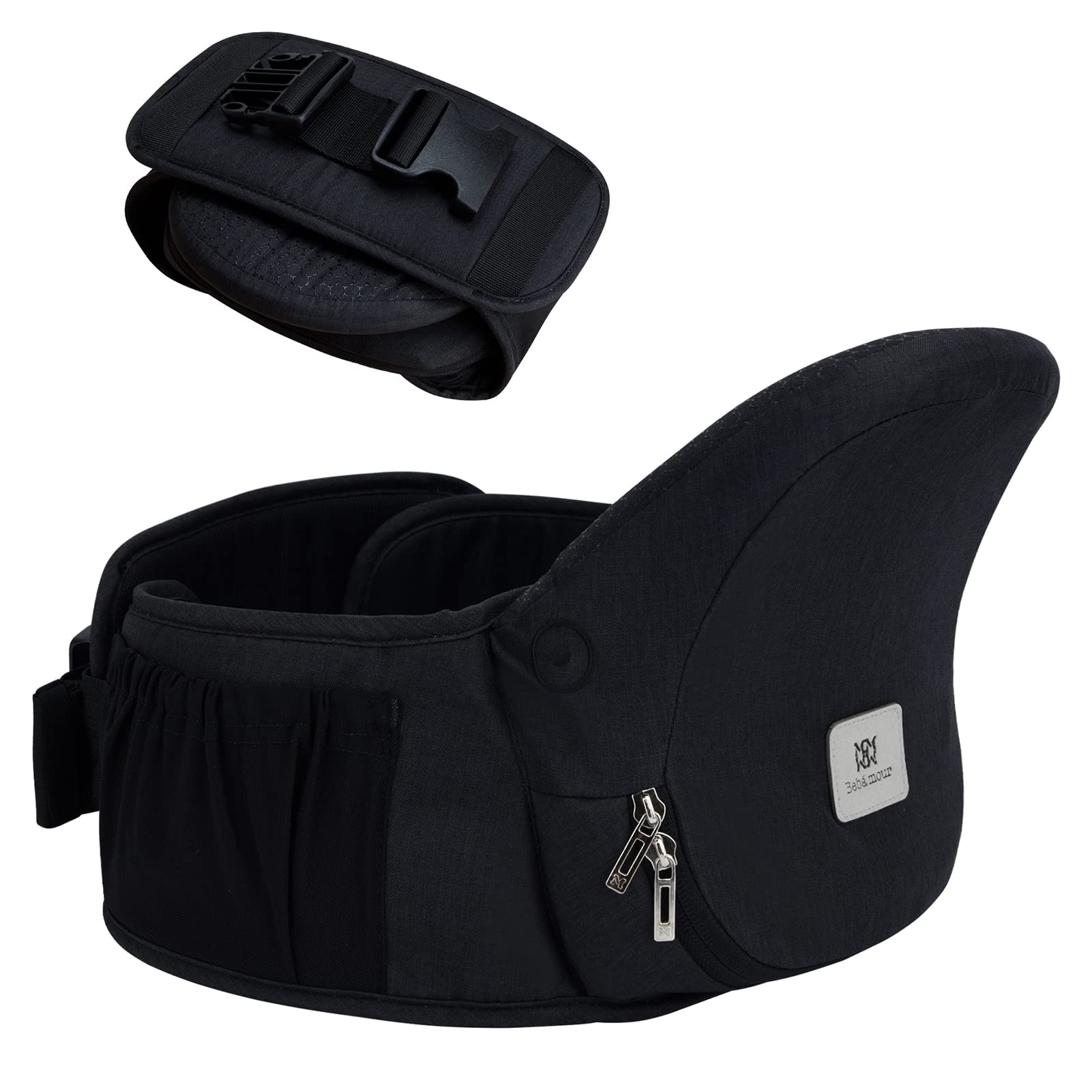 Bebamour 3-in-1 Baby Carrier with Hip Seat and Waist Extender – Black