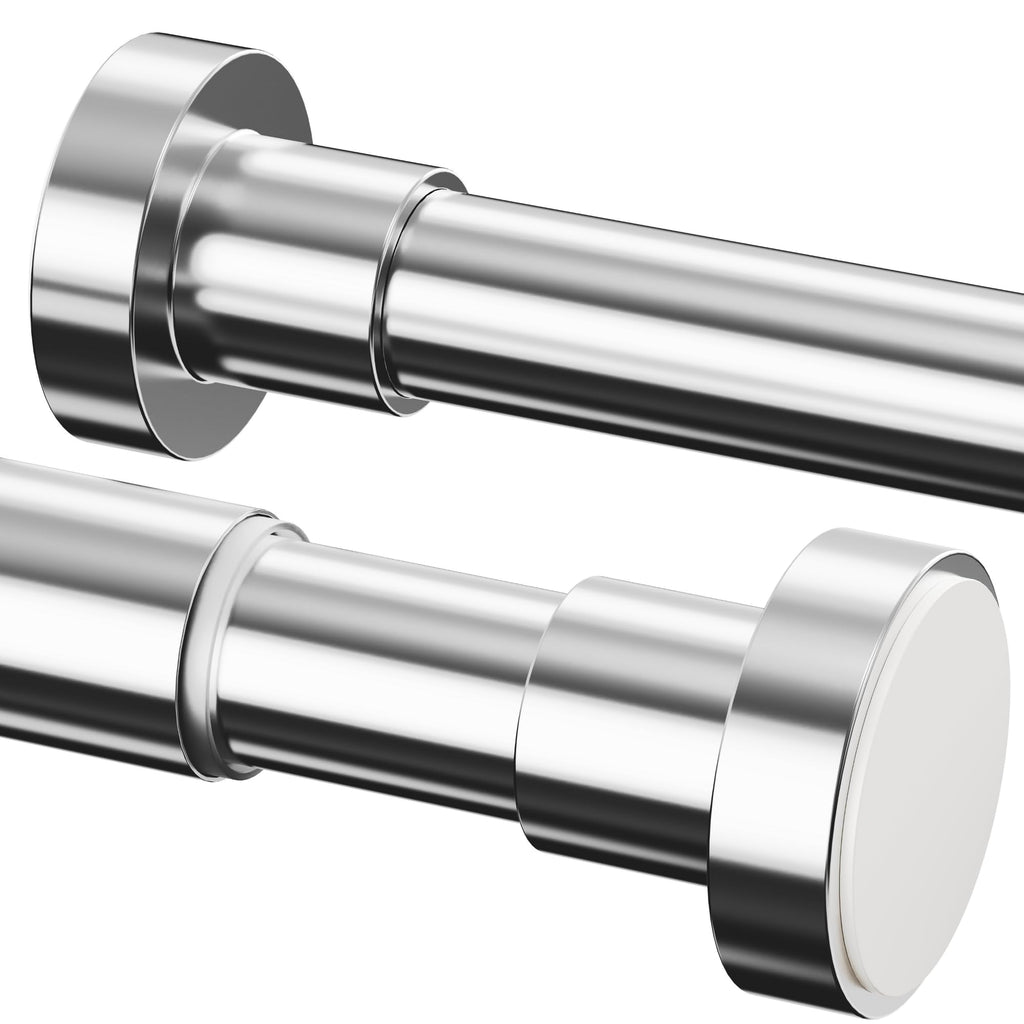 Telescopic Clothes Rail, Extendable Curtain Rod 72-145CM, φ25mm, No Drill Adjustable Spring Rod for Window Bathroom Bedroom, Silver