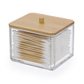 SUMTree Square Qtip Cotton Ball Holder Qtip Dispenser with Bamboo Lid - image 1
