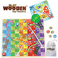 The Wooden Toy Factory 2-in-1 Snakes & Ladders Wooden Board Game
