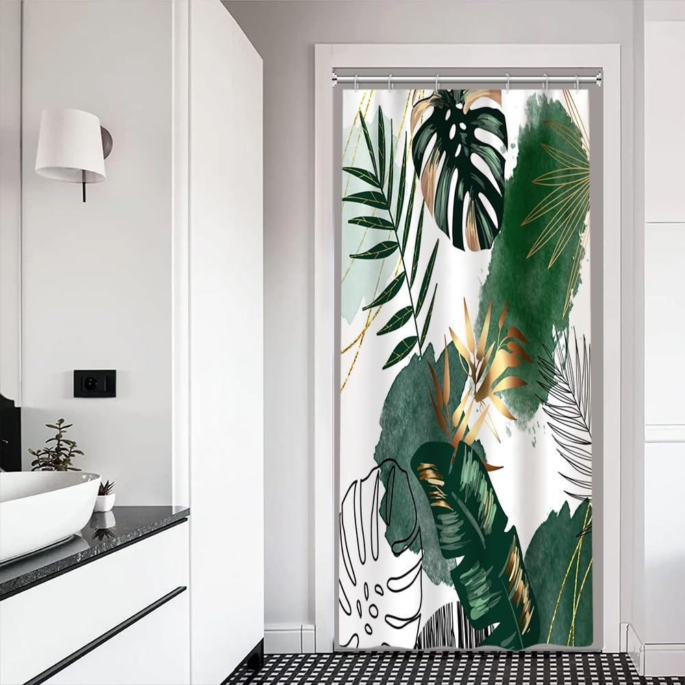 Tropical Palm Leaves Shower Curtain – Waterproof Polyester
