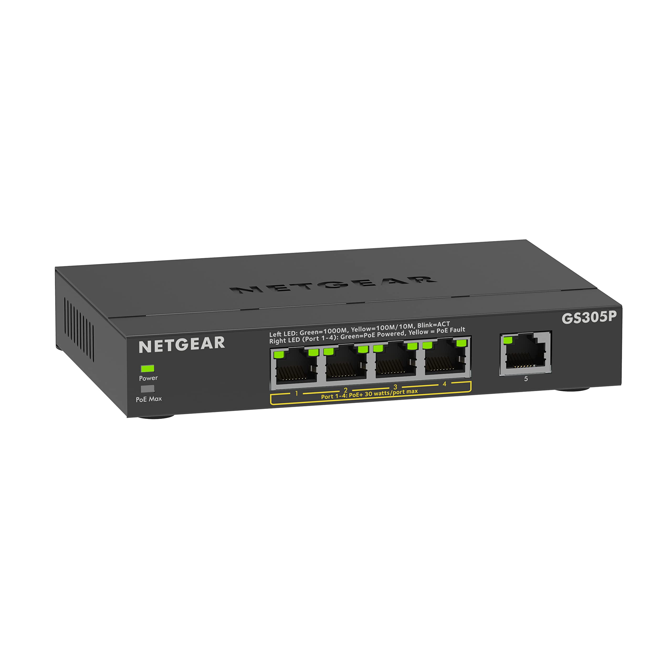 NETGEAR GS305PV3 5-Port Gigabit Ethernet Plus PoE+ Switch (63W)