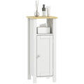 kleankin Slim Bathroom Storage Cabinet | Narrow White Unit with Open Shelf
