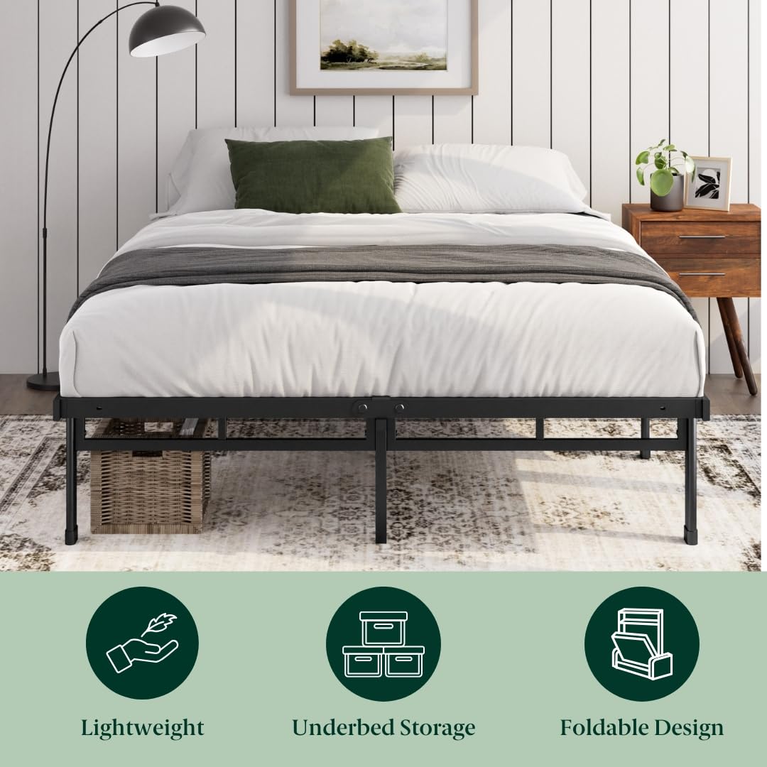 ZINUS Justin Metal Double Bed Frame | 135x190cm Steel Slat Support