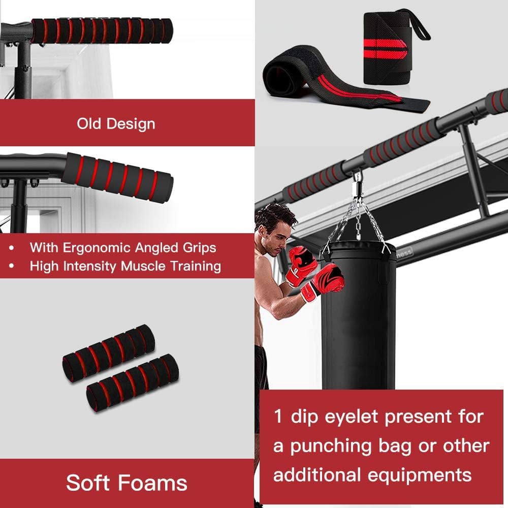 AmazeFan Pull Up Bar for Doorway – Ergonomic Multi-Grip Home Gym Frame