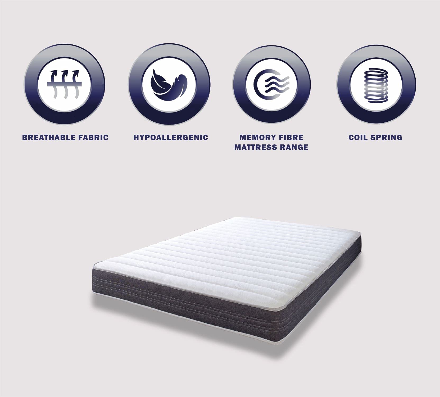 Extreme Comfort Sirocco Hybrid Mattress - 4ft6 Double Memory Fibre Grey