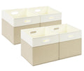 SOCOHOME Fabric Storage Boxes,33x33x33cm Storage Cube, Foldable Storage Baskets for Shelf Nursery ClosetLight Khaki/Cream White, 4 Pack