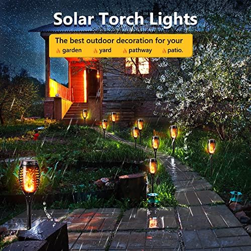 Geemoo Solar Torch Lights – 12 Pack Waterproof Flickering Flame Decor