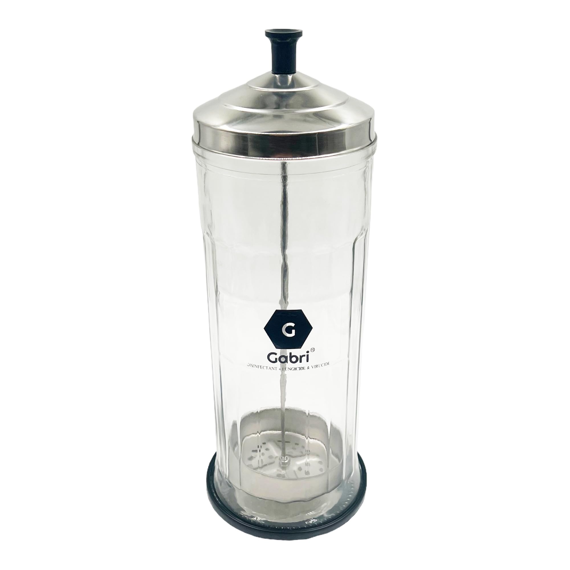 Gabri Glass Disinfectant Jar with Removable Stainless Steel Basket