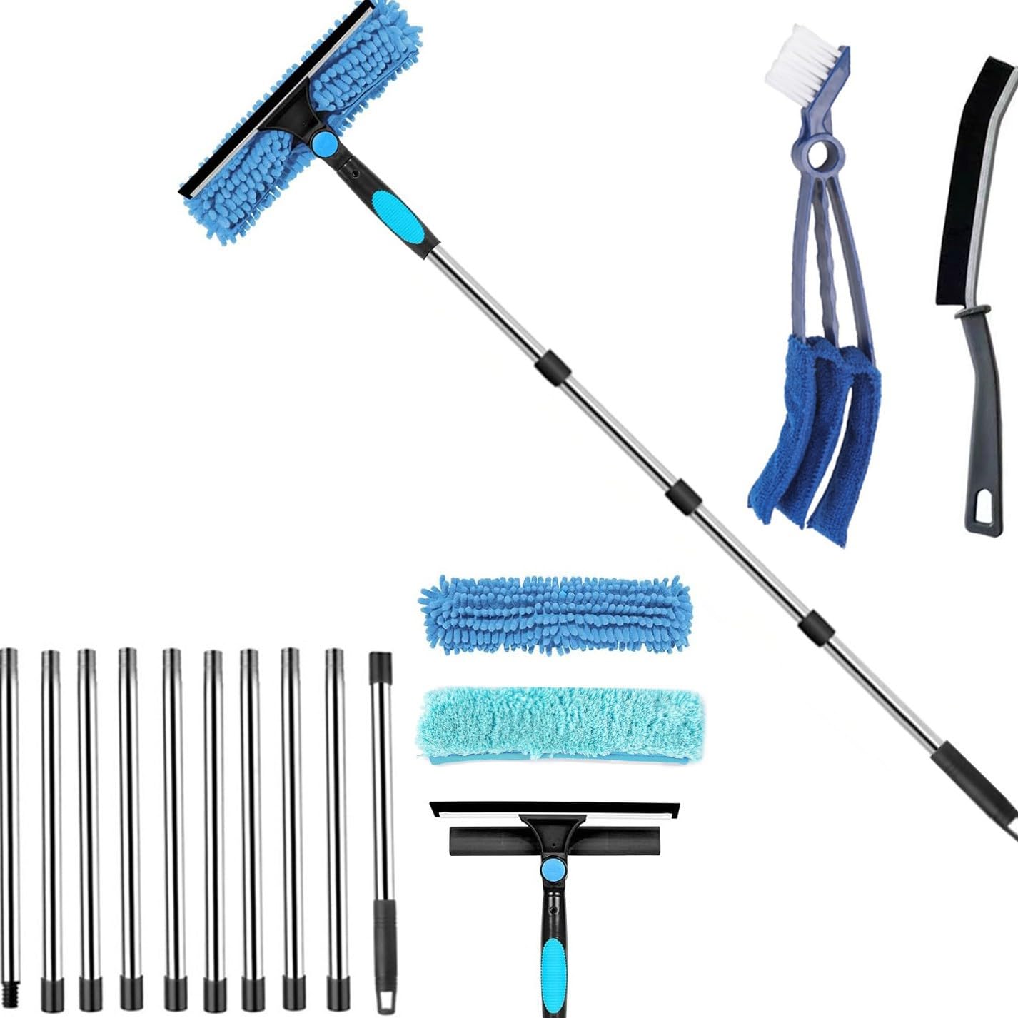 4.5m Extendable Window Cleaner Set | 2-in-1 Squeegee & Scrubber