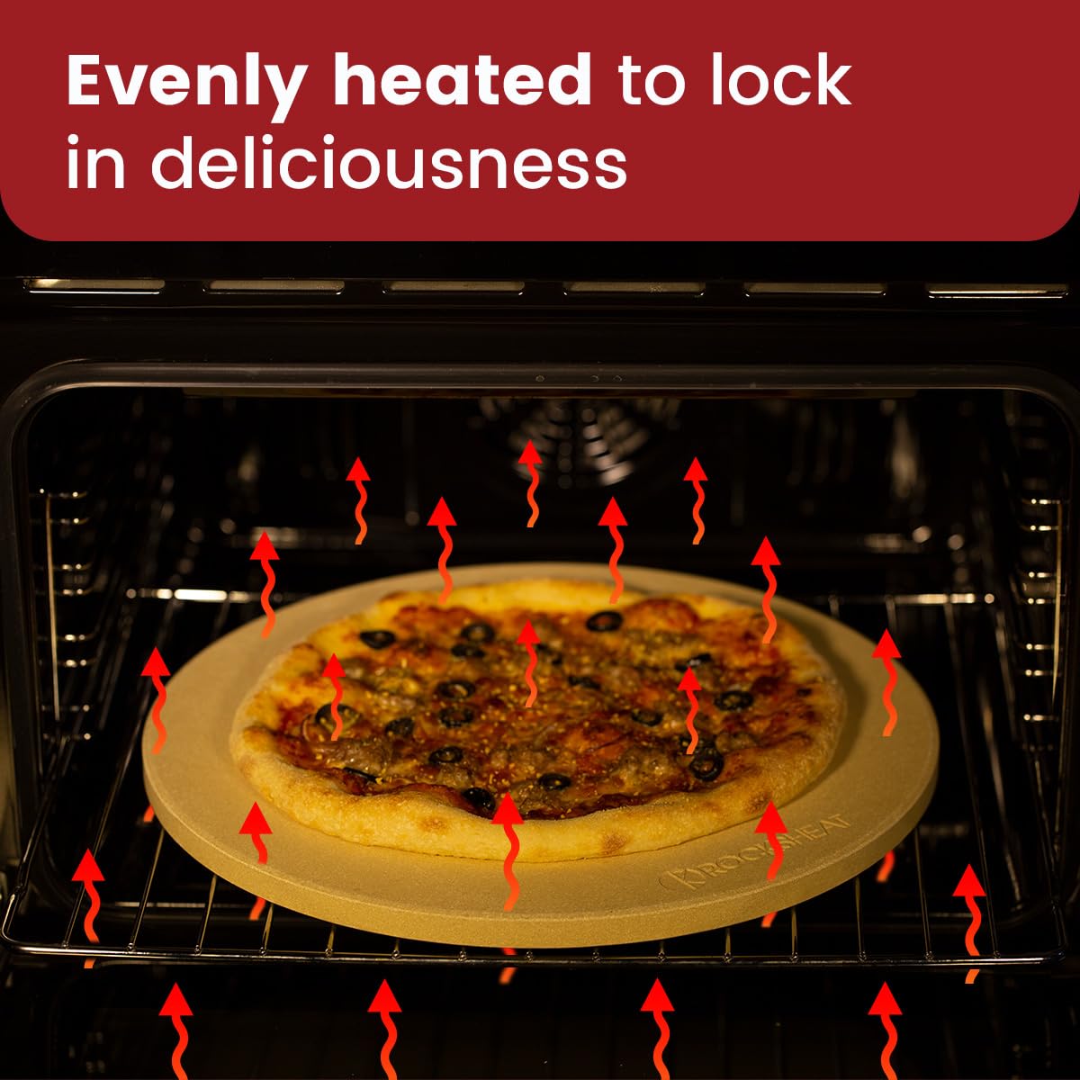 ROCKSHEAT 14.2" Round Cordierite Pizza Stone for Oven, Grill and BBQ