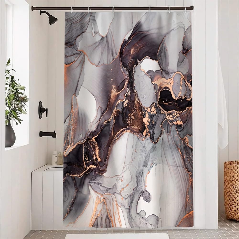 Uiiooazy Black Marble Shower Curtain | Waterproof Polyester Bath Decor