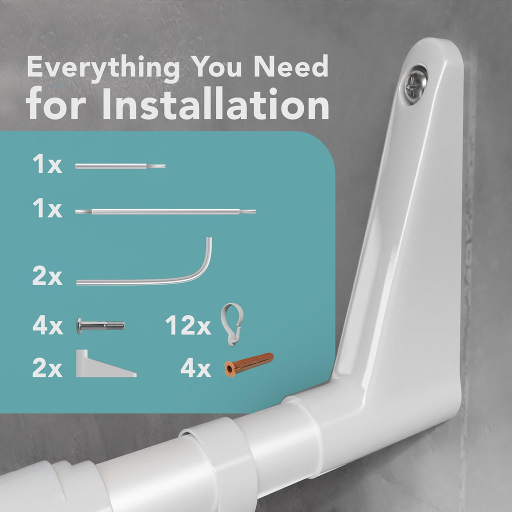 U-Shaped Shower Curtain Rod – White Powder-Coated Steel
