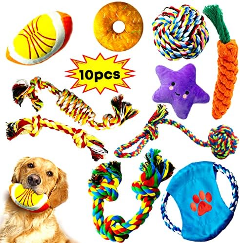 Dog Rope Toys - 10 Pack Puppy Teething and Tug of War Set