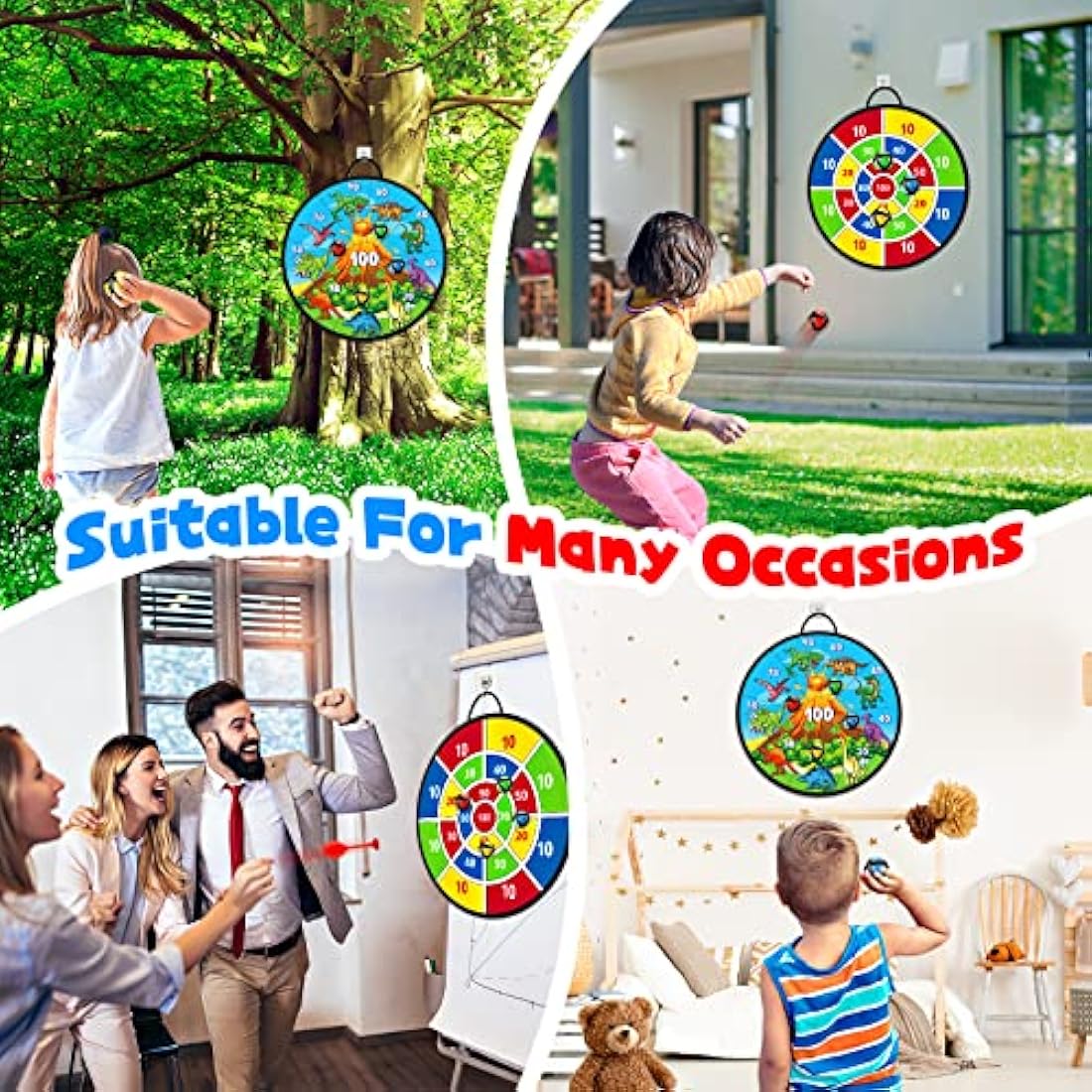 26" Double-Sided Kids Dart Board Set with 12 Velcro Balls