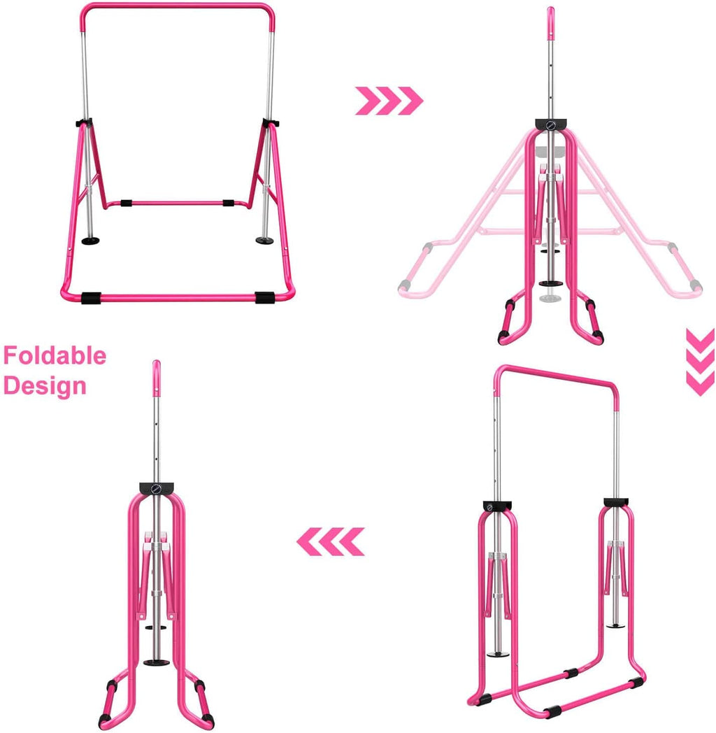 Hyner Kids Folding Gymnastics Bar – Adjustable Height Home Gym Tower