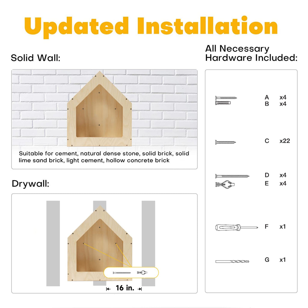 FUKUMARU Wall Mounted Cat House – Birch Plywood Condo and Kitten Shelf