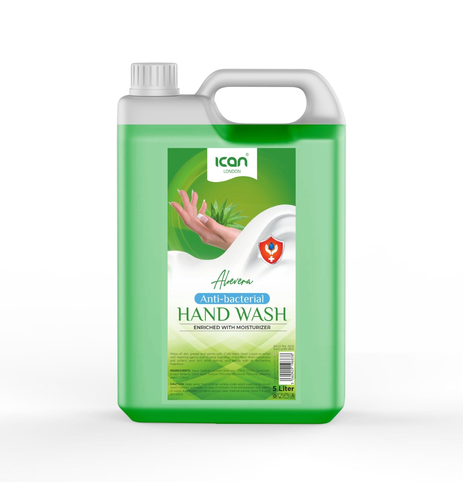 Ican London Aloe Vera Hand Wash Liquid Refill - Bulk 5 Litre Bottle