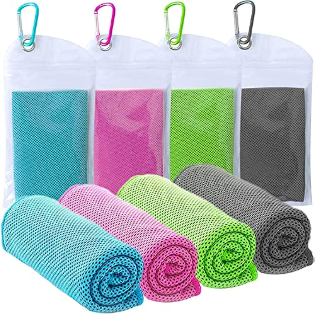 Cooling Towel 4-Pack | 40x12 Microfiber Ice Towels for Gym